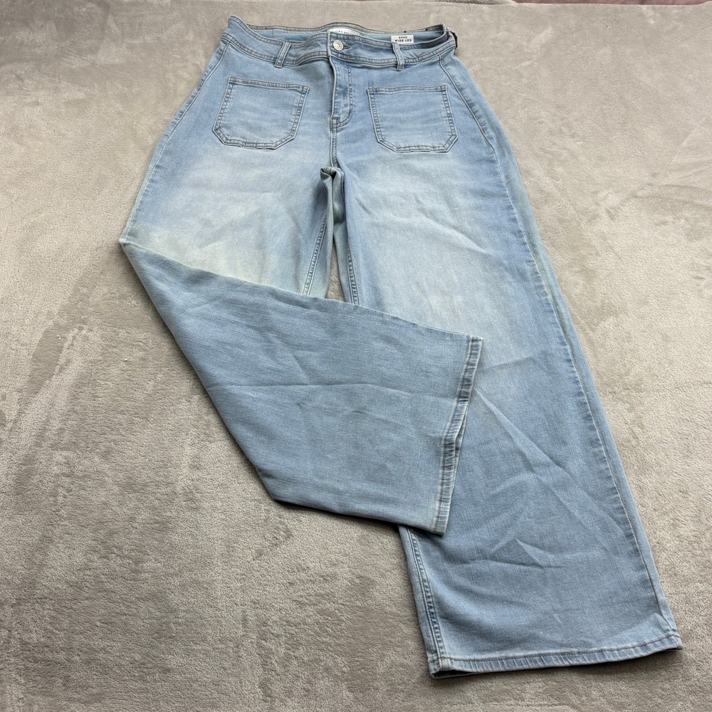 Laura Ashley Wide Leg Jean Women 8/29 Light Blue Bond Boho Cottagecore 90s Denim